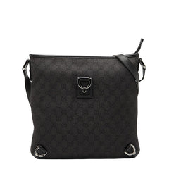 グッチ GGキャンバス アビー 斜め掛け ショルダーバッグ 268642 ブラック キャンバス レザー レディース GUCCI 【中古】