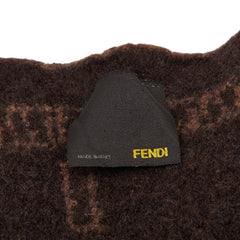 フェンディ ズッカ チェック マフラー ブラウン ウール レディース FENDI 【中古】
