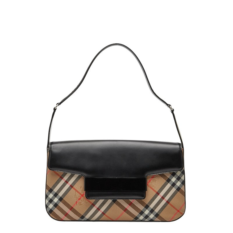 バーバリー ノバチェック シャドーホース ワンショルダーバッグ ベージュ マルチカラー キャンバス レザー レディース BURBERRY 【中古】