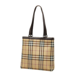 バーバリー ノバチェック シャドーホース ハンドバッグ トートバッグ ベージュ マルチカラー キャンバス レザー レディース BURBERRY 【中古】