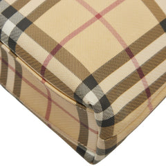 バーバリー ノバチェック シャドーホース ハンドバッグ トートバッグ ベージュ マルチカラー キャンバス レザー レディース BURBERRY 【中古】
