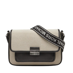 マイケルコース 斜め掛け ショルダーバッグ ベージュ ブラック キャンバス レザー レディース Michael Kors 【中古】