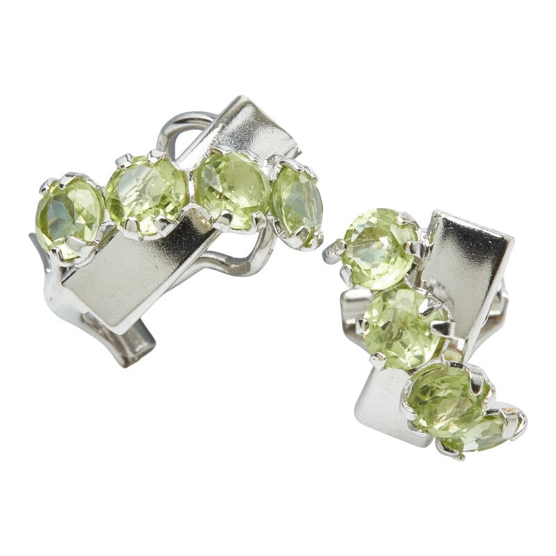 K14WG ホワイトゴールド ペリドット イヤリング レディース 【中古】