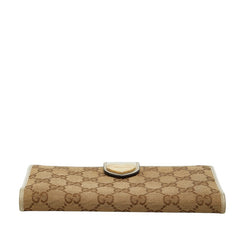 グッチ GGキャンバス Wホック 長財布 203550 ホワイト ベージュ キャンバス レザー レディース GUCCI 【中古】