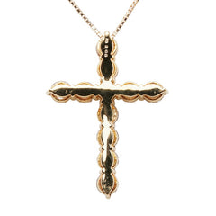 K18PG ピンクゴールド ダイヤ2.00ct クロス 十字架 モチーフ ペンダントネックレス レディース 【中古】