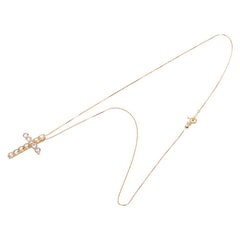 K18PG ピンクゴールド ダイヤ2.00ct クロス 十字架 モチーフ ペンダントネックレス レディース 【中古】