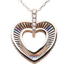 K18PG ピンクゴールド ダイヤ0.04ct ハートモチーフ ネックレス レディース 【中古】