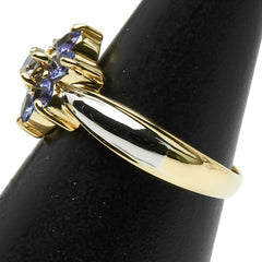 K18YG イエローゴールド Pt900 プラチナ タンザナイト0.75ct ダイヤ0.14ct リング 指輪 レディース 11.5号 【中古】
