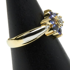 K18YG イエローゴールド Pt900 プラチナ タンザナイト0.75ct ダイヤ0.14ct リング 指輪 レディース 11.5号 【中古】