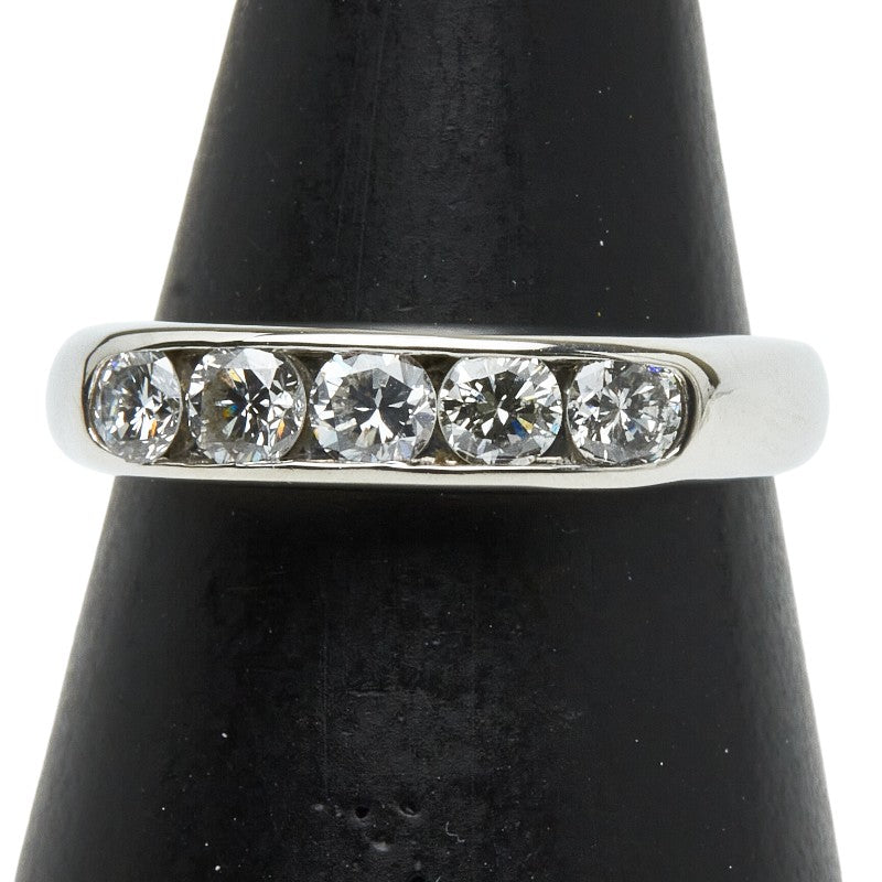 Pt900 プラチナ ダイヤ0.56ct 一文字リング 指輪 レディース 9.5号 【中古】