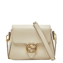 グッチ インターロッキングG 斜め掛け チェーン ショルダーバッグ 607720 ホワイト レザー レディース GUCCI 【中古】