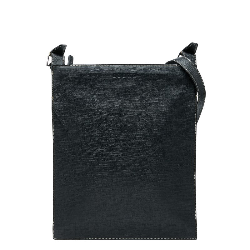 ロエベ ロゴ ショルダーバッグ ブラック レザー レディース LOEWE 【中古】
