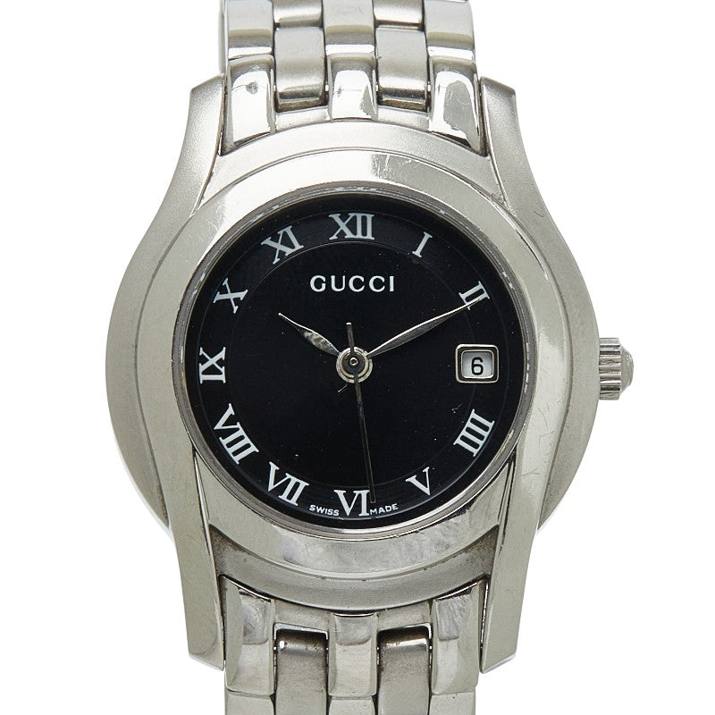 グッチ Gクラス 腕時計 5500L クオーツ ブラック文字盤 ステンレススチール レディース GUCCI 【中古】
