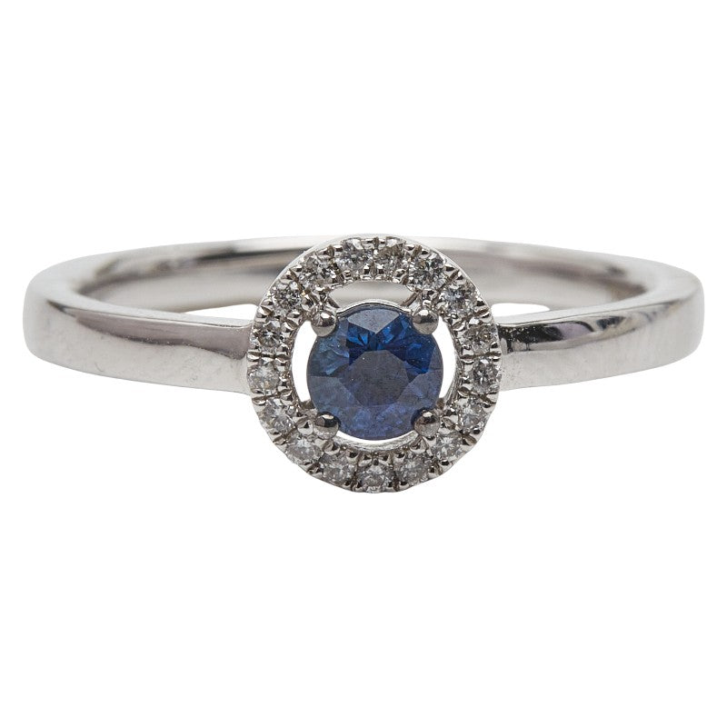K18WG ホワイトゴールド サファイア0.29ct ダイヤ0.09ct リング 指輪 レディース 11号 【中古】