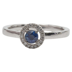 K18WG ホワイトゴールド サファイア0.29ct ダイヤ0.09ct リング 指輪 レディース 11号 【中古】