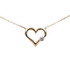 ヨンドシー K18PG ピンクゴールド ダイヤ0.05ct ハートモチーフ ネックレス レディース 4℃ 【中古】