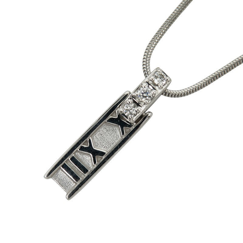 ティファニー K18WG ホワイトゴールド ダイヤ アトラスバー ネックレス レディース TIFFANY&Co. 【中古】