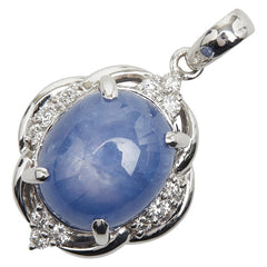 Pt900 プラチナ スターサファイア10.49ct ダイヤ0.42ct ペンダントトップ レディース 【中古】