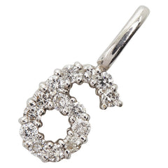 K18WG ホワイトゴールド ダイヤ0.12ct ナンバー6モチーフ ペンダントトップ レディース 【中古】