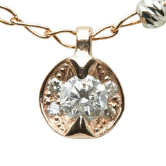 K10PG ピンクゴールド ダイヤ0.10ct ネックレス レディース 【中古】