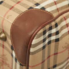 バーバリー ノバチェック シャドーホース ボストンバッグ ショルダーバッグ 2WAY ベージュ ブラウン PVC レザー レディース BURBERRY 【中古】