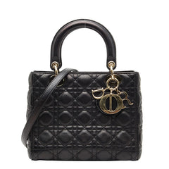 ディオール カナージュ レディディオ－ル ハンドバッグ ショルダーバッグ 2WAY ブラック レザー レディース Dior 【中古】