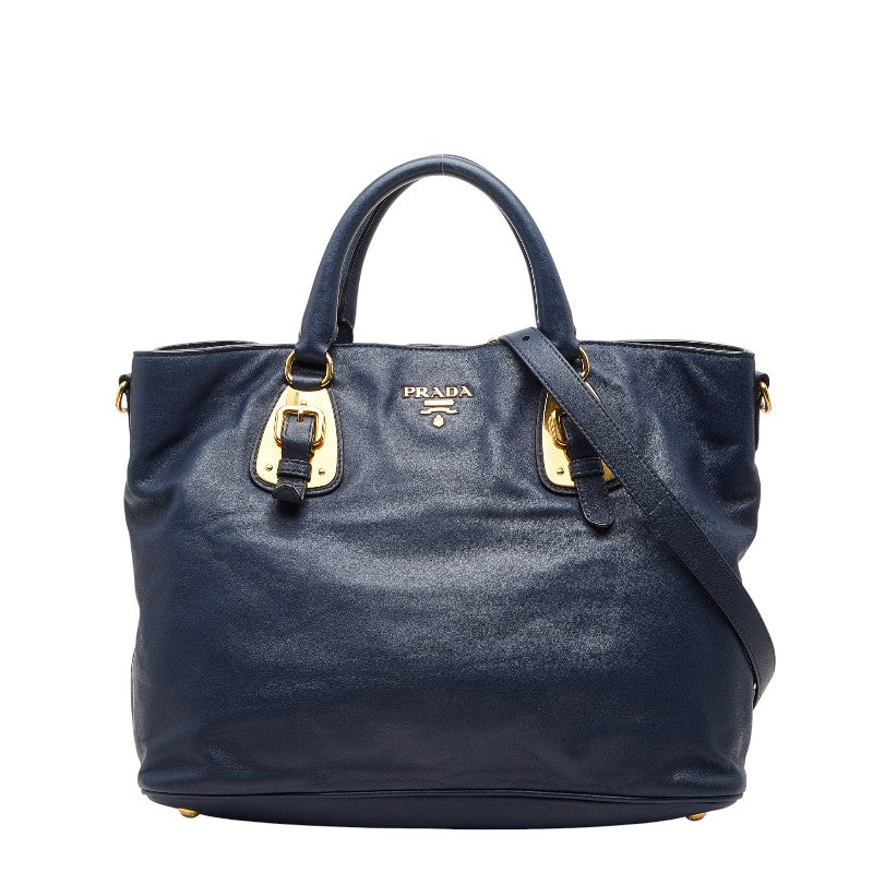 プラダ ハンドバッグ ショルダーバッグ 2WAY ブルー レザー レディース PRADA 【中古】