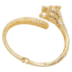 K18YG イエローゴールド パンサーモチーフ バングル ブレスレット レディース 【中古】