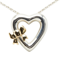 ティファニー ハートリボン ネックレス シルバー ゴールド SV925 シルバー K18YG イエローゴールド レディース TIFFANY&Co. 【中古】