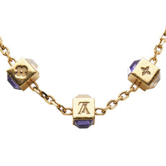 ルイ ヴィトン コリエ ギャンブル LVモチーフ ネックレス M65096 ゴールド パープル メッキ レディース LOUIS VUITTON 【中古】