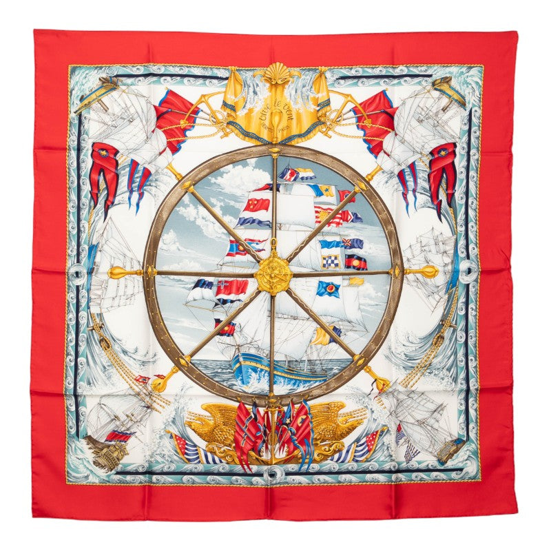 エルメス カレ90 VIVE LE VENT 風よ吹け スカーフ マルチカラー シルク レディース HERMES 【中古】