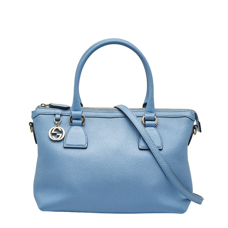 グッチ インターロッキングG ハンドバッグ ショルダーバッグ 2WAY 449659 ライトブルー レザー レディース GUCCI 【中古】