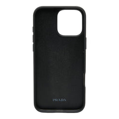 プラダ 三角ロゴプレート iPhoneケース iPhone16 PRO MAX用 ブラック サフィアーノレザー レディース PRADA 【中古】
