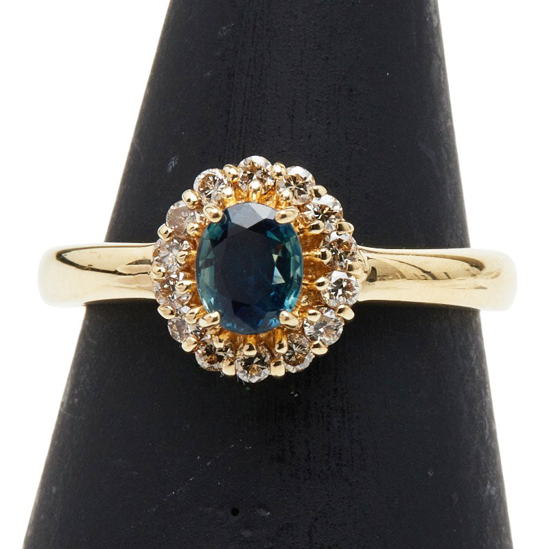 K18YG イエローゴールド サファイア0.50ct ダイヤ0.22ct リング 指輪 レディース 11号 【中古】