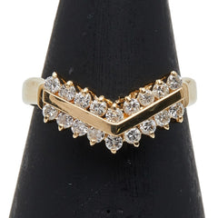 K18YG イエローゴールド ダイヤ0.33ct V字 リング 指輪 レディース 8.5号 【中古】