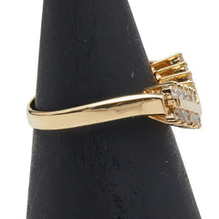 K18YG イエローゴールド ダイヤ0.33ct V字 リング 指輪 レディース 8.5号 【中古】