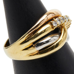 K18YG イエローゴールド K18PG ピンクゴールド Pt プラチナ ダイヤ0.30ct リング 指輪 レディース 9号 【中古】