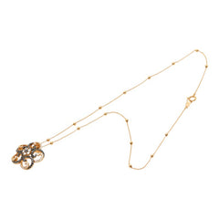 K18YG イエローゴールド ダイヤ0.46ct ブラックダイヤ0.46ct フラワー 花 モチーフ ペンダントネックレス レディース 【中古】