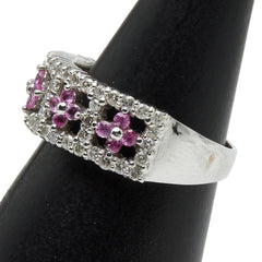 K18WG ホワイトゴールド ダイヤ0.35ct ピンクサファイア0.60ct リング 指輪 レディース 9.5号 【中古】