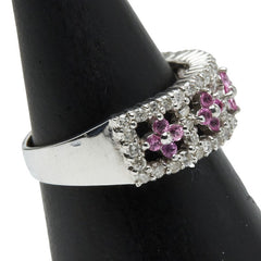 K18WG ホワイトゴールド ダイヤ0.35ct ピンクサファイア0.60ct リング 指輪 レディース 9.5号 【中古】