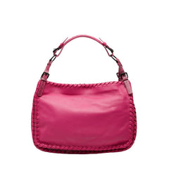 ボッテガヴェネタ イントレチャート パイソン ショルダーバッグ ピンク レザー レディース BOTTEGAVENETA 【中古】