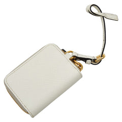 プラダ 三角ロゴプレート バッグチャーム コインケース 小物入れ 1TL085 ホワイト サフィアーノレザー レディース PRADA 【中古】