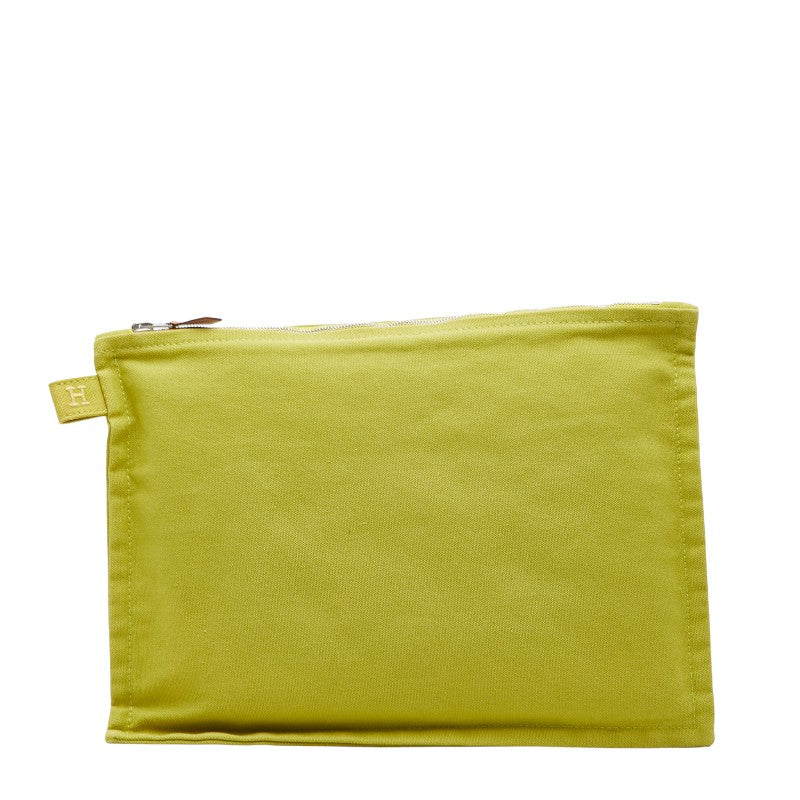 エルメス ボラボラ MM （中） ポーチ グリーン コットン レディース HERMES 【中古】