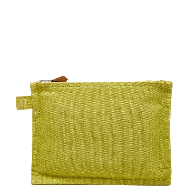 エルメス ボラボラ PM （小） ポーチ グリーン コットン レディース HERMES 【中古】