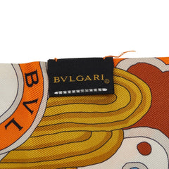 ブルガリ ツイリー セルペンティ ロゴ スカーフ ブルー マルチカラー シルク レディース BVLGARI 【中古】