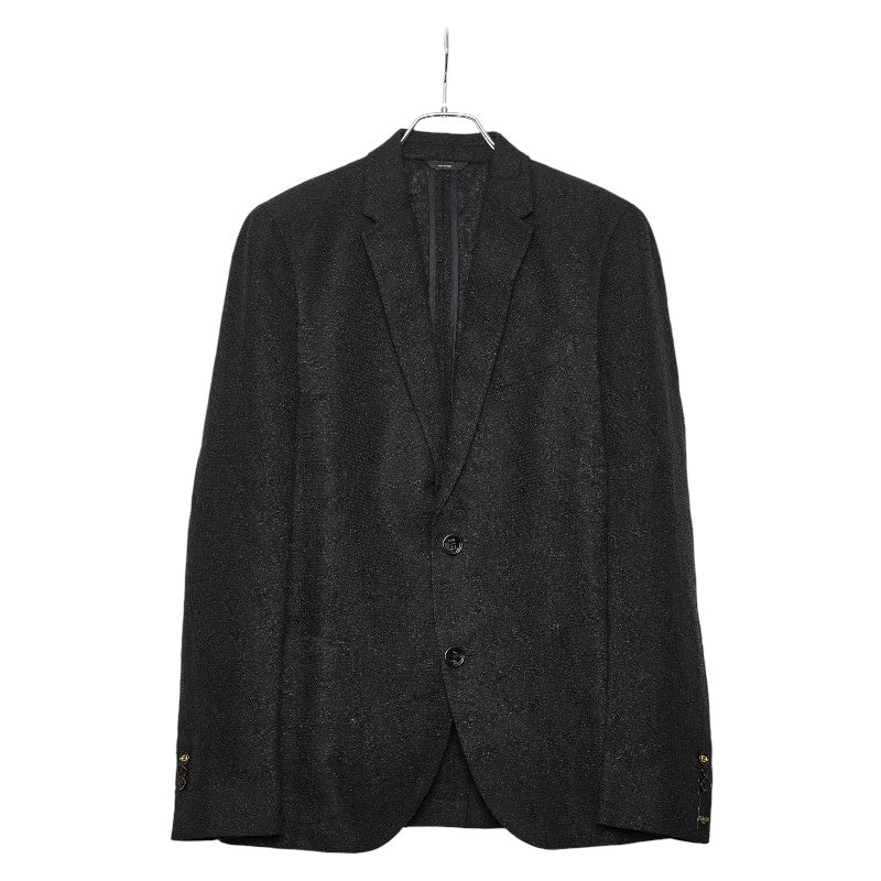 フェンディ 2B シングル テーラードジャケット サイズ52 ブラック リネン コットン ポリアミド/キュプラ メンズ FENDI 【中古】
