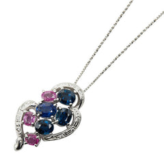 K18WG ホワイトゴールド サファイア2.07ct ダイヤ0.05ct ペンダントネックレス レディース 【中古】