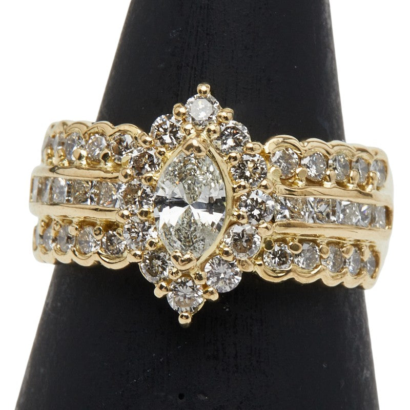 K18YG イエローゴールド ダイヤ0.32ct ダイヤ1.10ct リング 指輪 レディース 10.5号 【中古】