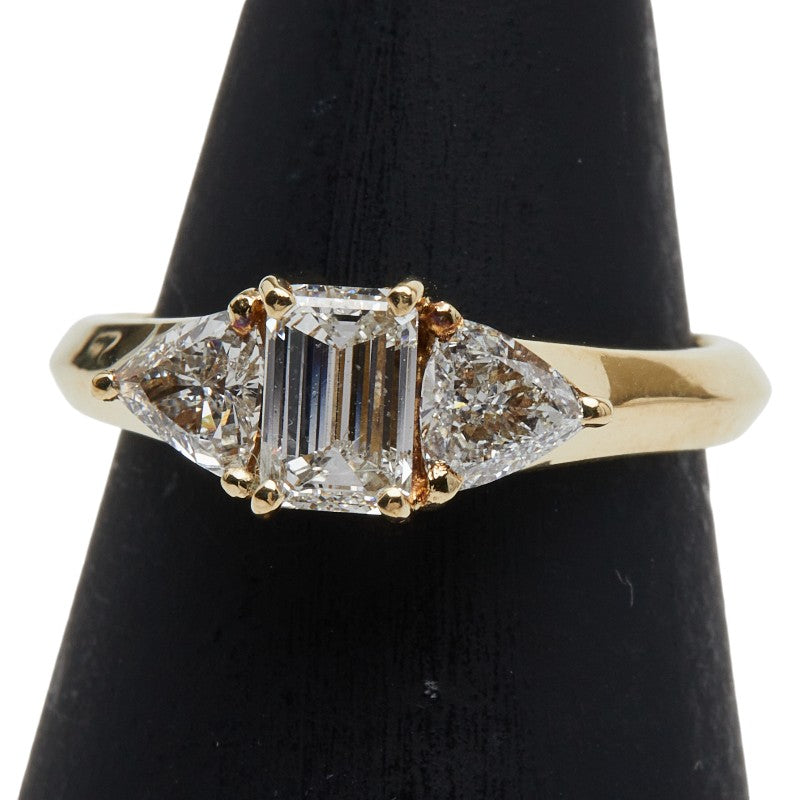 K18YG イエローゴールド ダイヤ0.517ct ダイヤ0.392ct リング 指輪 レディース 6.5号 【中古】