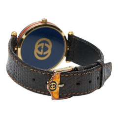 グッチ シェリーライン 腕時計 クオーツ ゴールド文字盤 ステンレススチール レザー レディース GUCCI 【中古】